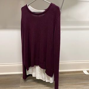 Seraphine maternity burgundy mock neck shirt and nursing sweater